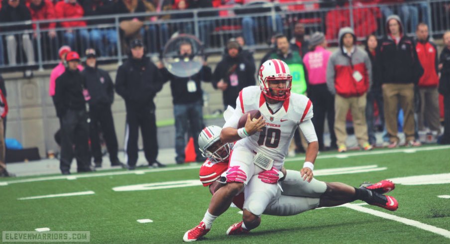 Darron Lee sacks Gary Nova in Ohio State's 56-17 win over Rutgers.