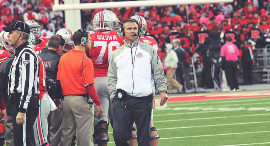 Urban Meyer and Ohio State are blaring crowd noise and Zombie Nation during practice in prep for Beaver Stadium.