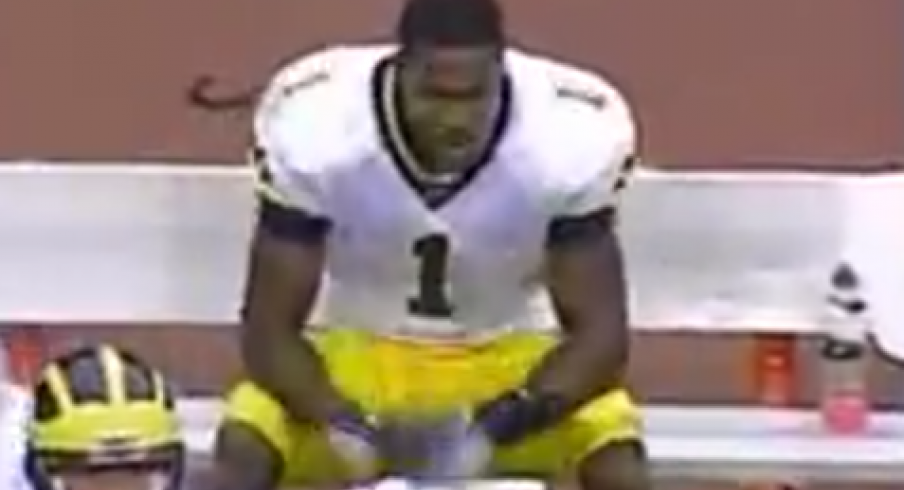 Braylon Edwards moments after dropping a pass that ultimately cost Michigan The Game in 2004.