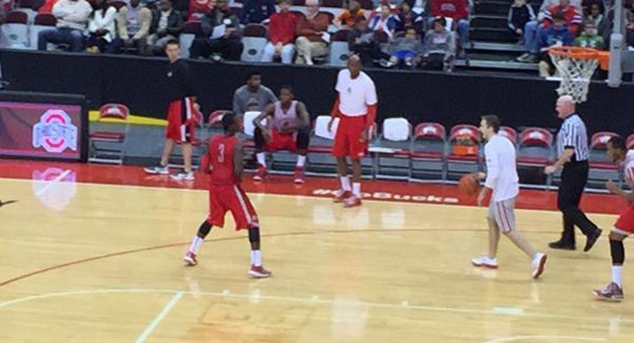 Ohio State basketball assistant and former Duke star Greg Paulus ran the point during open practice today. 