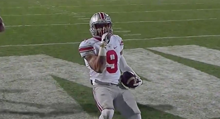 Devin Smith hushed the crowd in East Lansing after giving the Buckeyes the lead Saturday night.