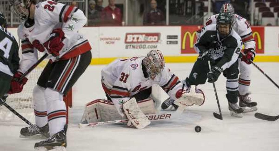 Stopping pucks like a boss.