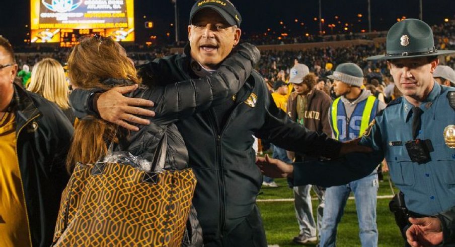 Gary Pinkel celebrates