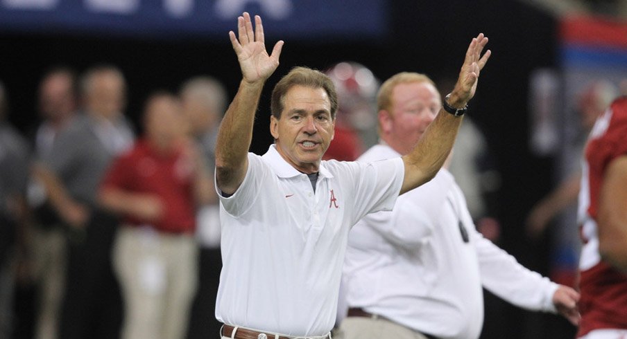 Nick Saban recruits hard, coaches harder.