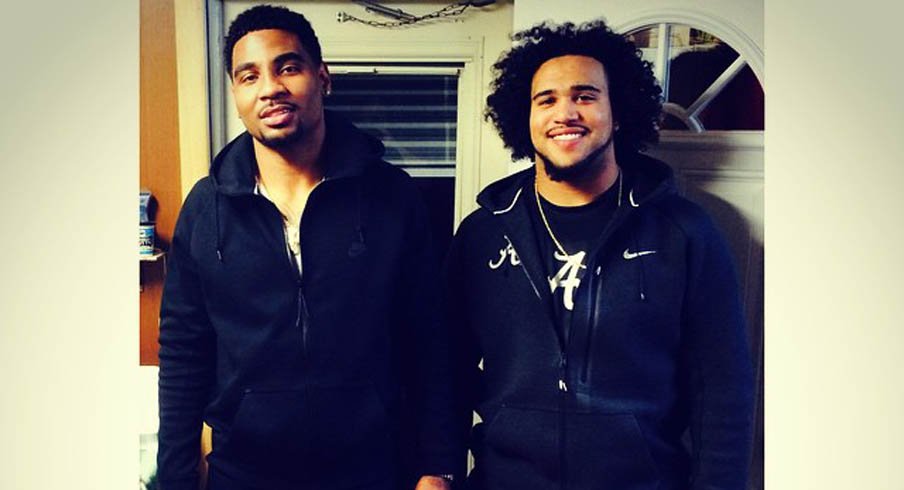 Ohio State quarterback Braxton Miller and Alabama linebacker Trey DePriest spending time together.