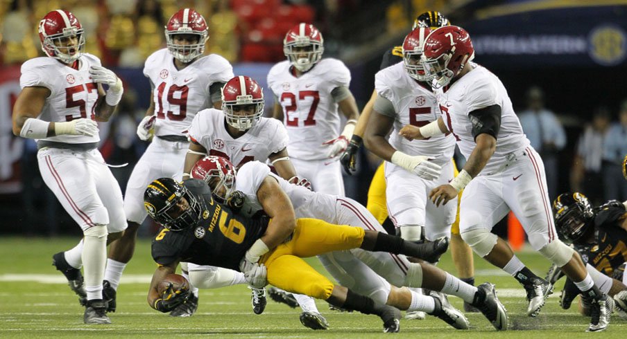 Alabama linebacker Trey DePriest with the stick