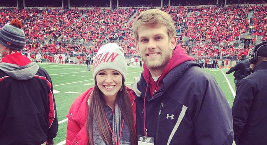 Nicki Meyer and Corey Dennis at an Ohio State football game.