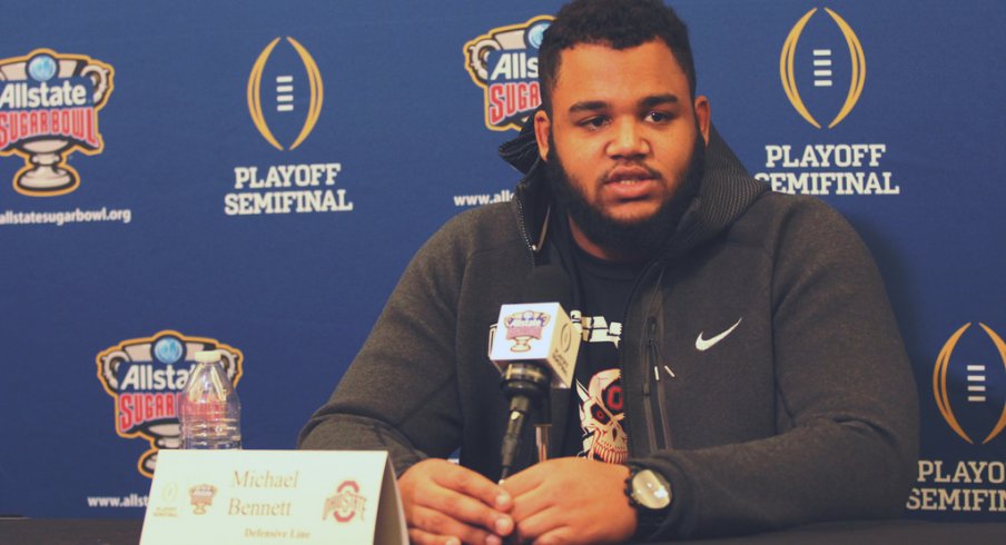 Michael Bennett addresses the media.