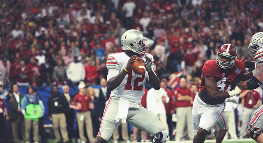 Ohio State quarterback Cardale Jones drops to pass during the Sugar Bowl.