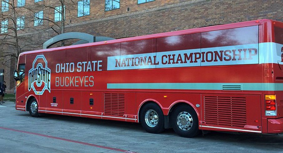 Ohio State's team bus for the national championship game in Dallas