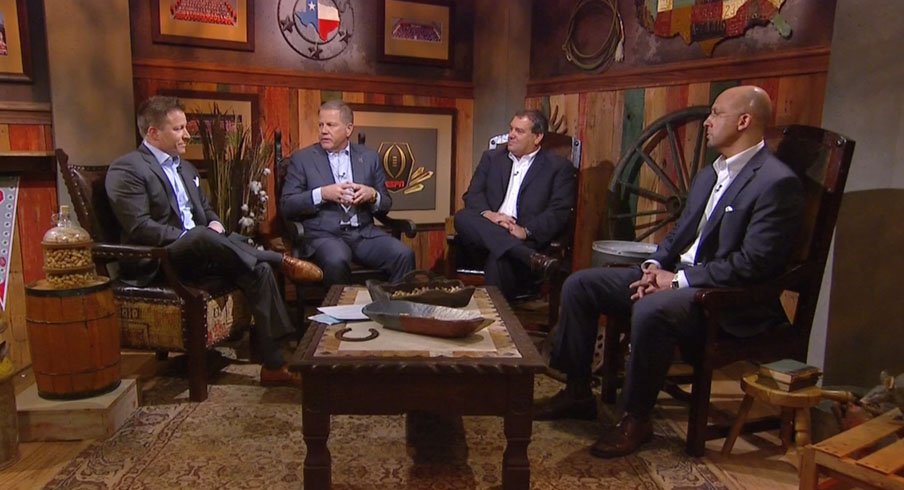 Brian Kelly, Brady Hoke and James Franklin appearing on ESPN's College Football Live.