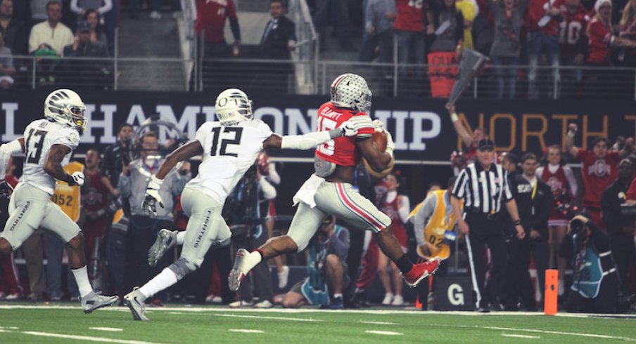 Ezekiel Elliott races for a touchdown.