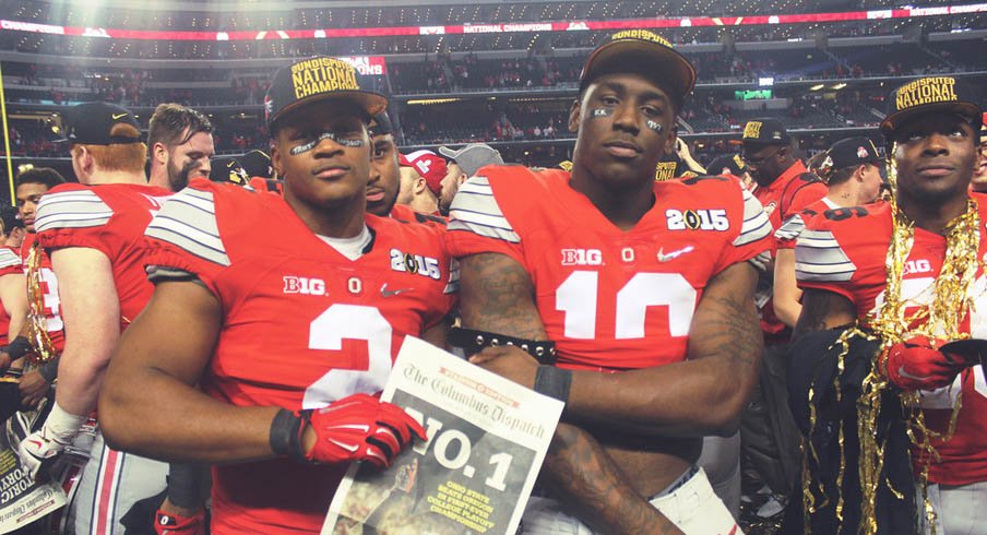 Raekwon McMillan, Darius Slade and Jalyn Holmes