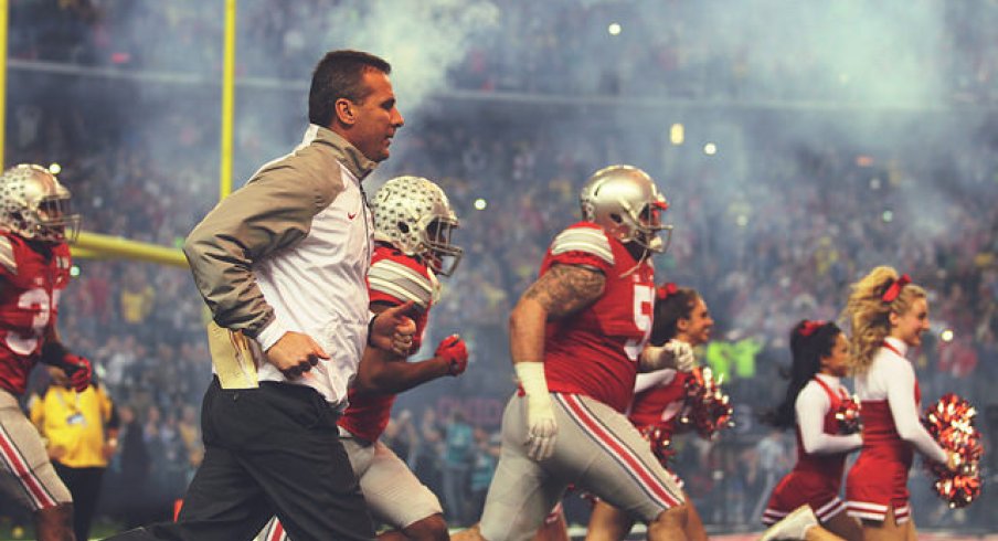 Urban Meyer and the Buckeyes take the field in the National Championship Game.