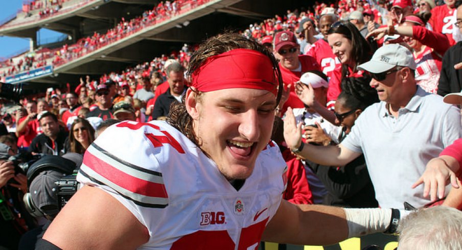 Joey Bosa celebrates the win. 