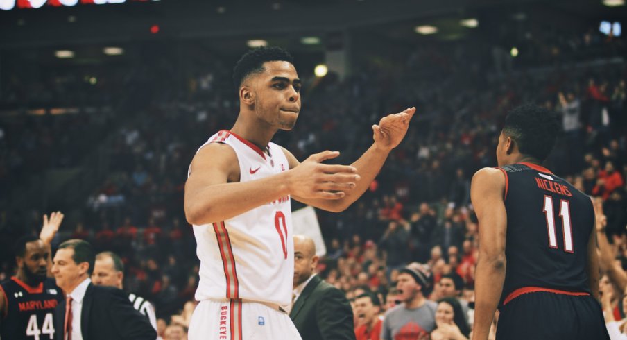 D'Angelo Russell fired up after a bucket.