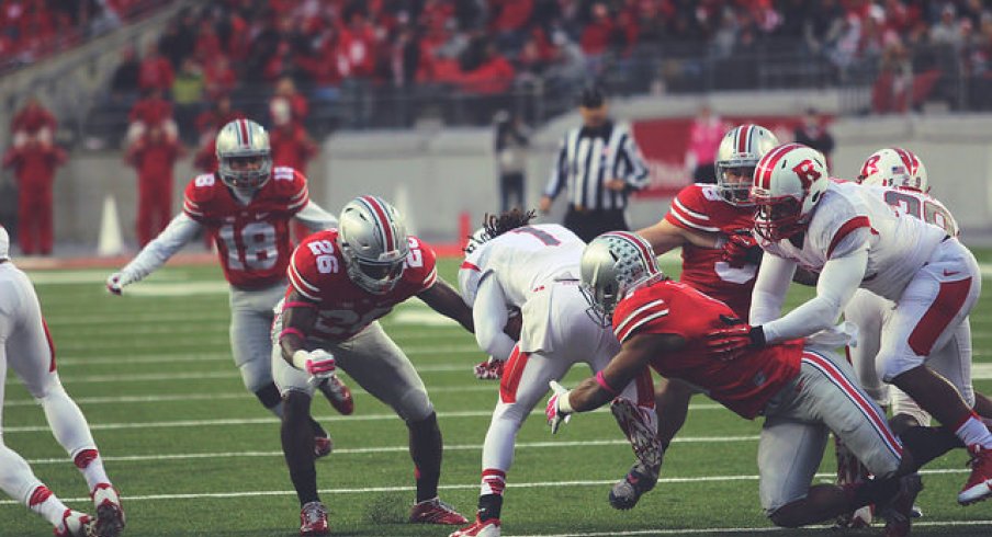 Armani Reeves makes a tackle against Rutgers. 