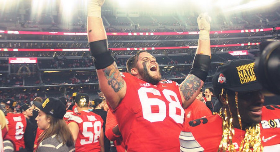 Taylor Decker celebrates. 