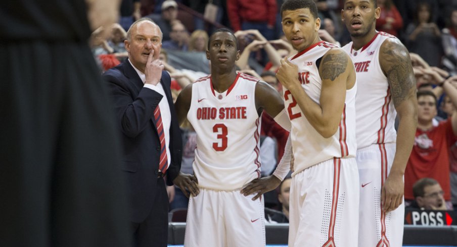 Ohio State looks on as Kam Williams shoots game-winning free throws.