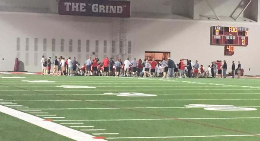 Ohio State huddles.