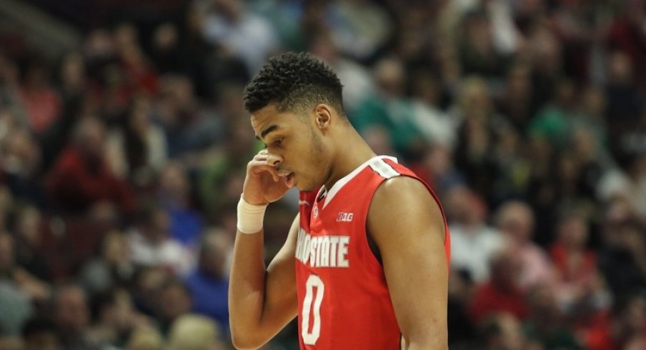 D'Angelo Russell walks off the floor after a Michigan State loss.