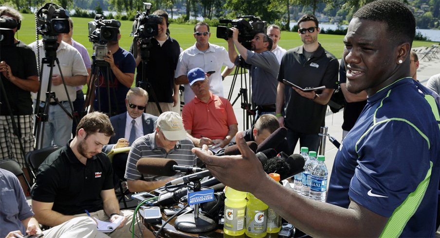 Frank Clark addresses Seattle media on Friday