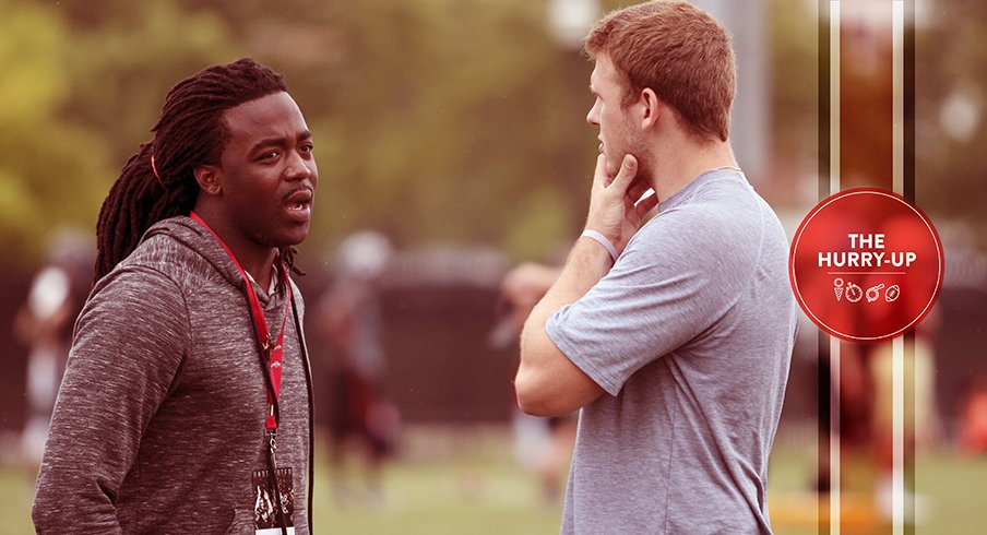 Kareem Walker and Jake Hausmann at Ohio State on Friday.