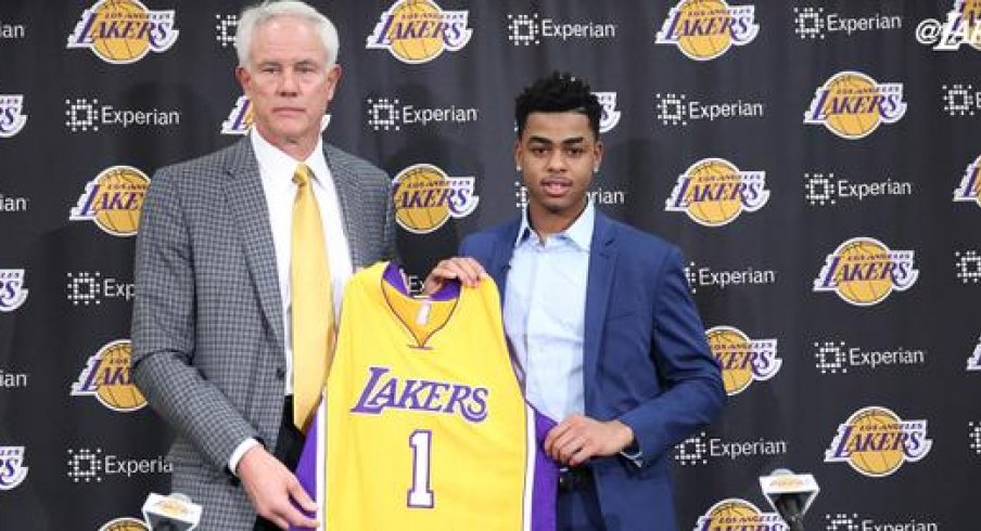 D'Angelo Russell with Lakers GM Mitch Kupchak