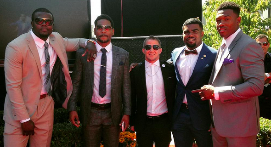 Cardale Jones, Braxton Miller, Logan Stieber, Ezekiel Elliott, and Joshua Perry