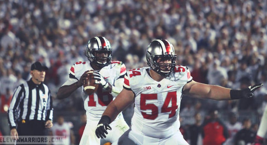 Billy Price protects J.T. Barrett against Penn State