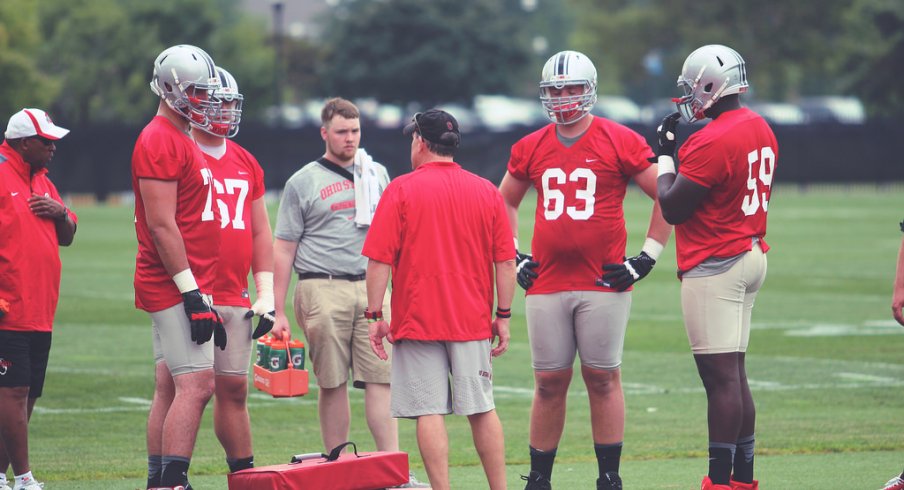 It's early, but Ed Warinner's pleased with what he's seeing from the young Ohio State offensive linemen.