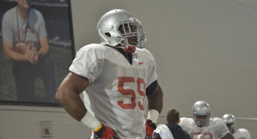 Tyquan Lewis at an April 2015 indoor practice for Ohio State