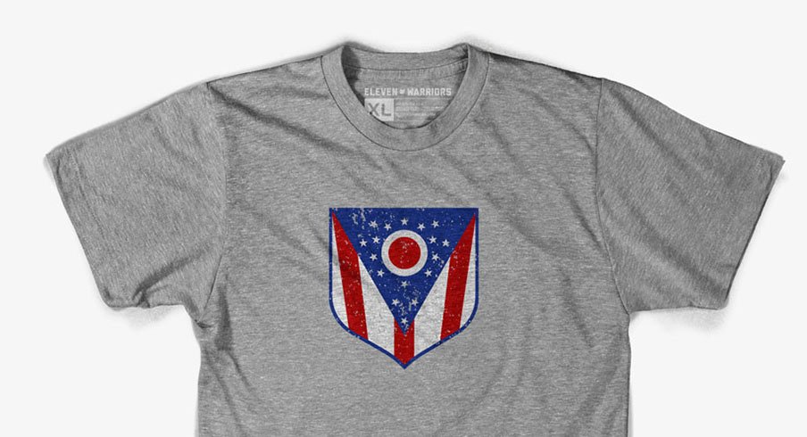 The Ohio Crest tee honors the greatest state flag in the land, the Ohio Burgee.