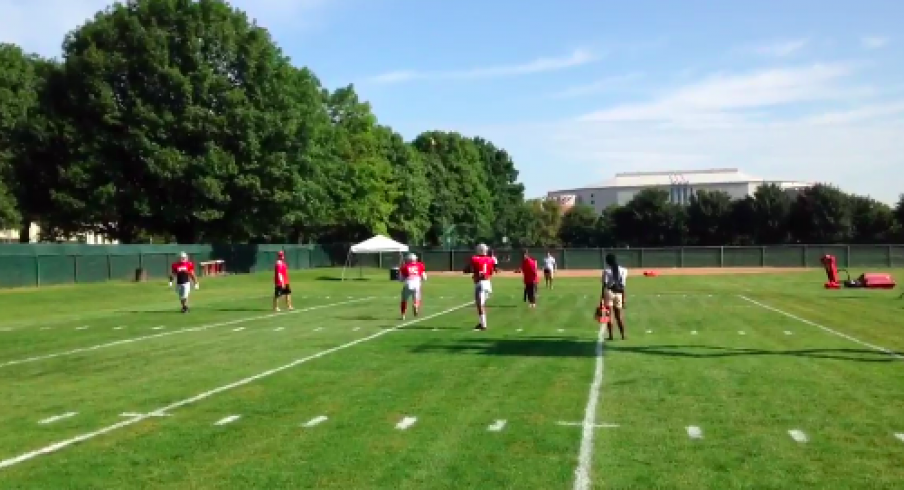 Ezekiel Elliott practicing returning punts.