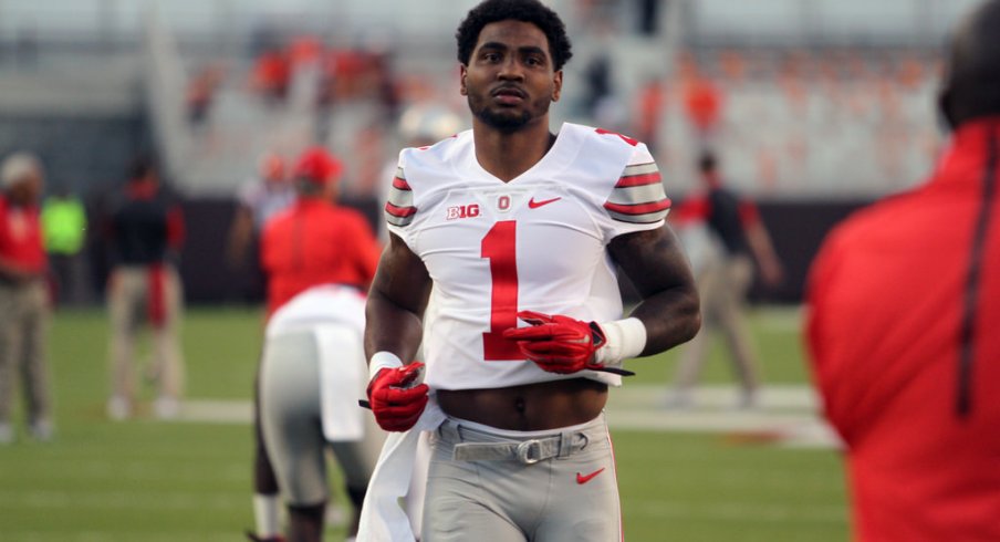 Braxton Miller warms up.