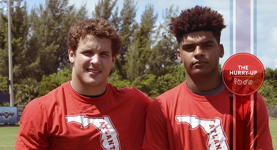 Nick Bosa and Trevon Grimes during a camp this summer at FAU.