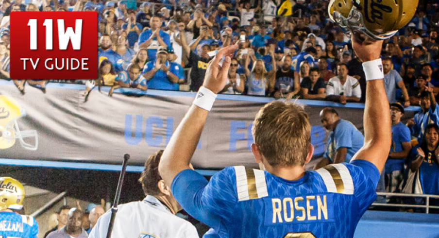 UCLA Bruins quarterback Josh Rosen (3) waves to the crowd after the UCLA Bruins and BYU Cougars football game at the Rose Bowl in Pasadena, CA. UCLA beat BYU 24-23.