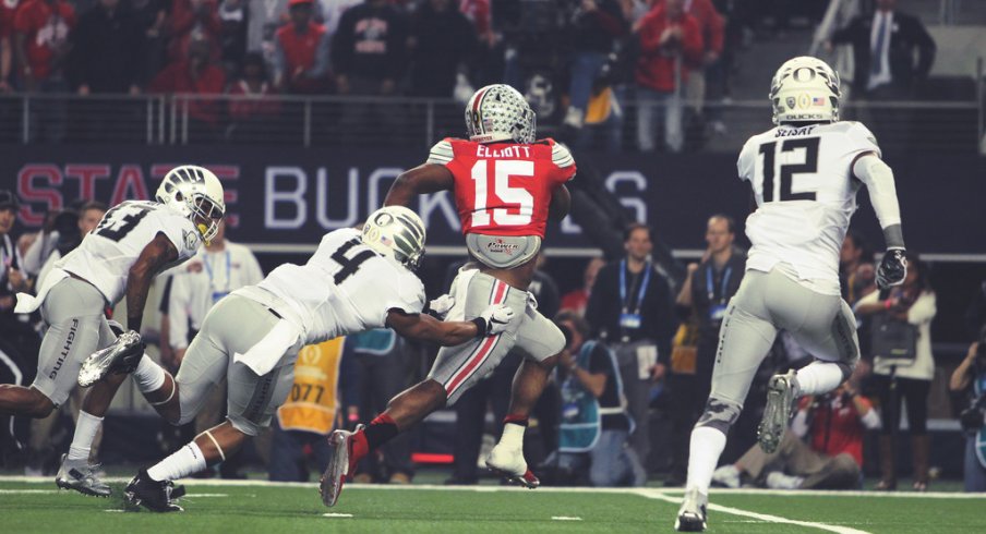 Zeke and 'the slobs' ran all over Oregon's three-man front
