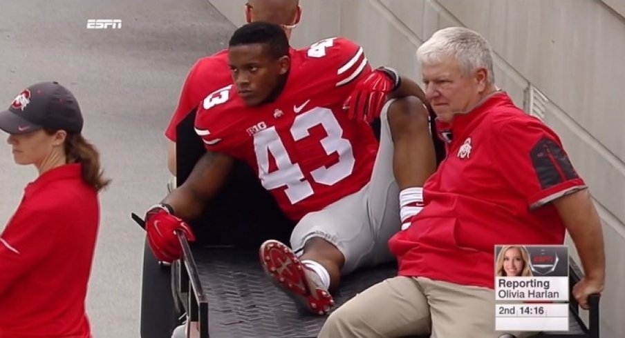 Darron Lee carted off vs. Western Michigan.