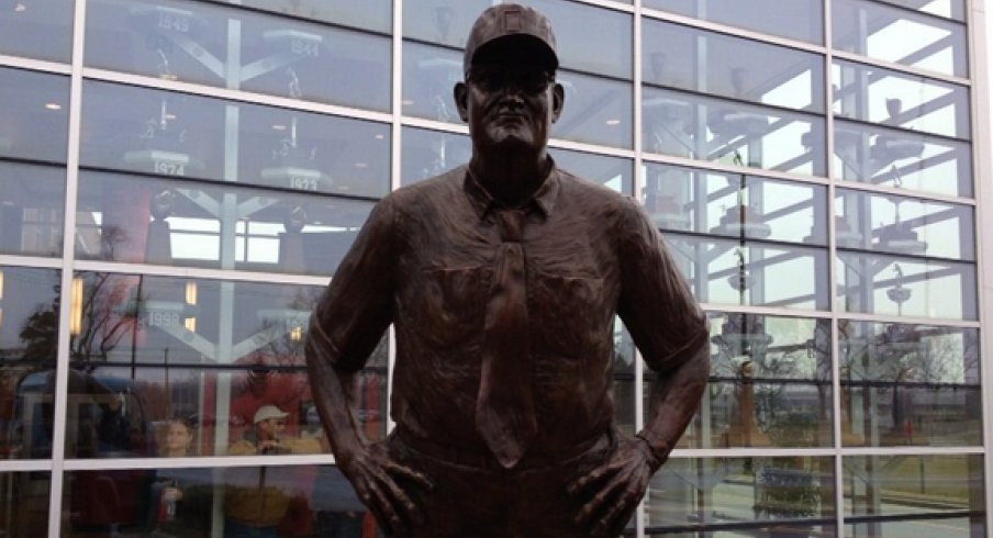 Wayne Woodrow Hayes statue installed outside the WHAC.