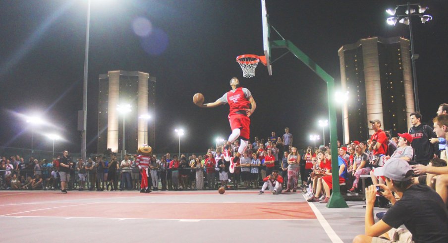Trevor Thompson soars on the courts by Morrill and Lincoln Towers