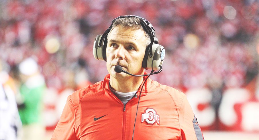 Urban Meyer collected his 150th career win with Ohio State's 49-7 thrashing of Rutgers Saturday night.