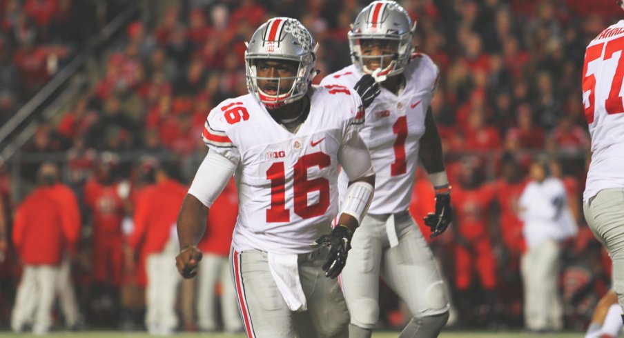 J.T. Barrett calls play vs. Rutgers.