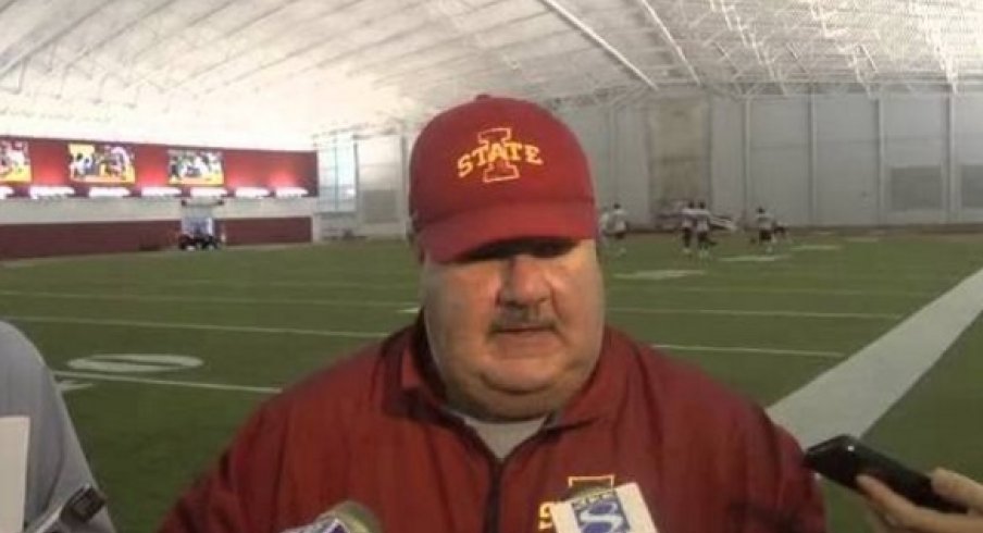 Mark Mangino in the saddest press scrum of all time.