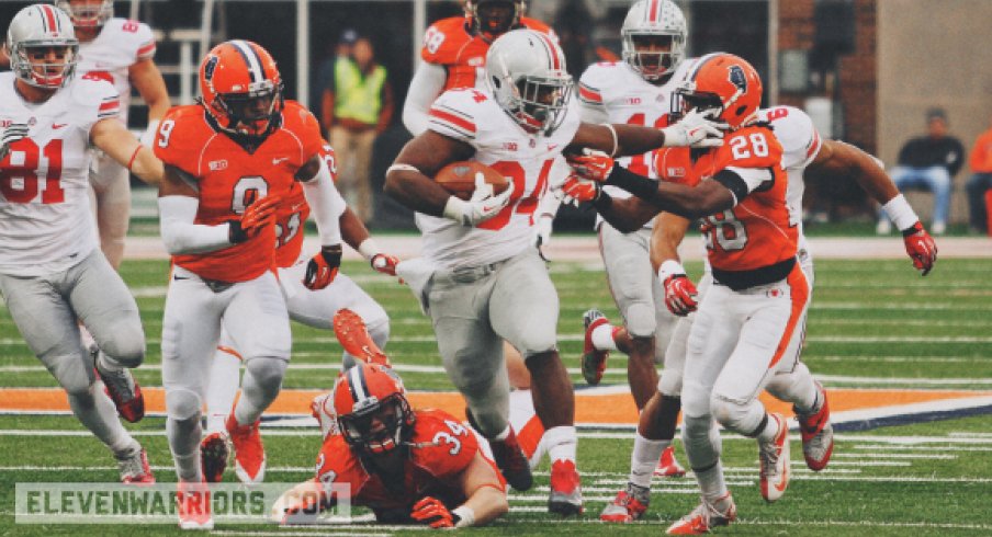 Carlos Hyde mauls Illinois.