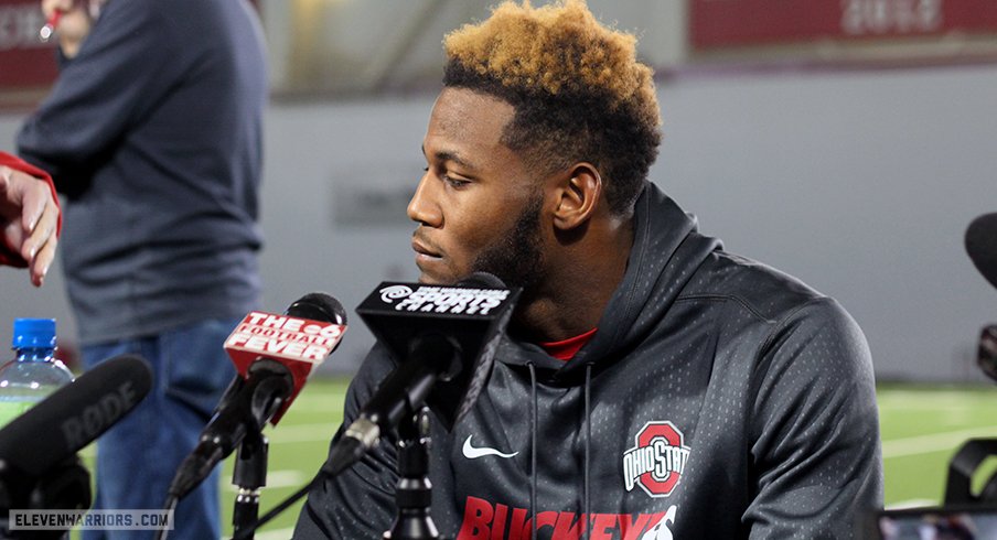 Vonn Bell meets with the media. 