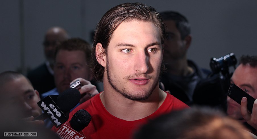 Joey Bosa meets with the media. 