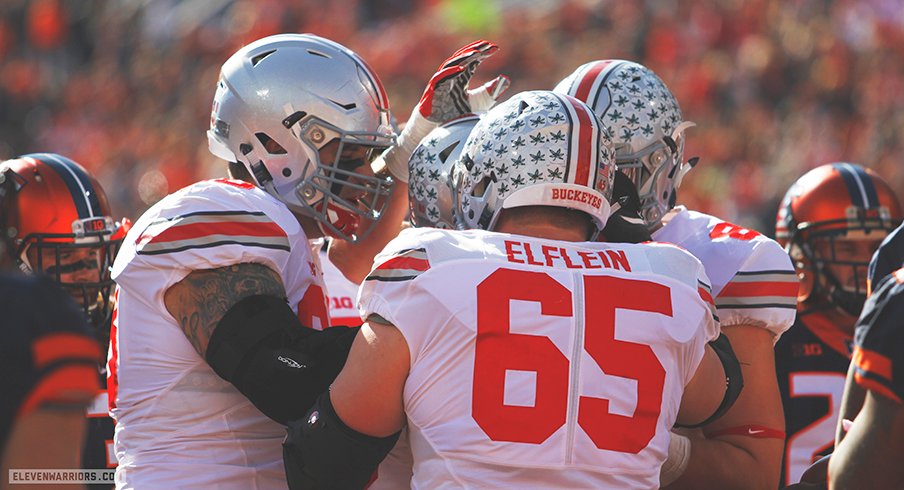 Ohio State celebrates a touchdown against Illinois. 