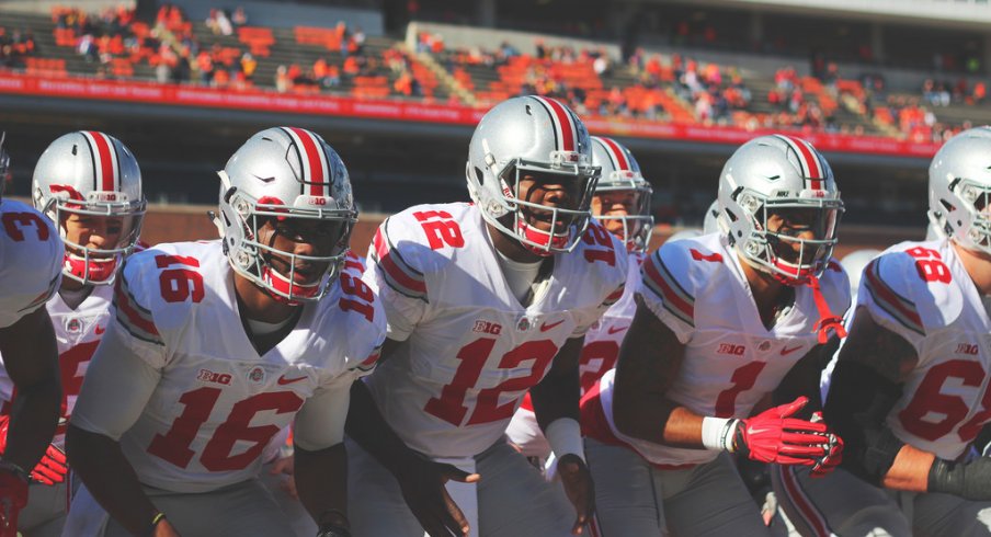 Ohio State goes through pregame warmups. 