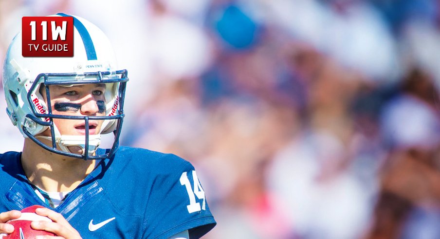 10 October 2015: Penn State Nittany Lions quarterback Christian Hackenberg (14) looks to pass during the NCAA Football game between the Penn State Nittany Lions and the Indiana Hoosiers played at Beaver Stadium in University Park, PA (Photo by Gavin Baker/Icon Sportswire)